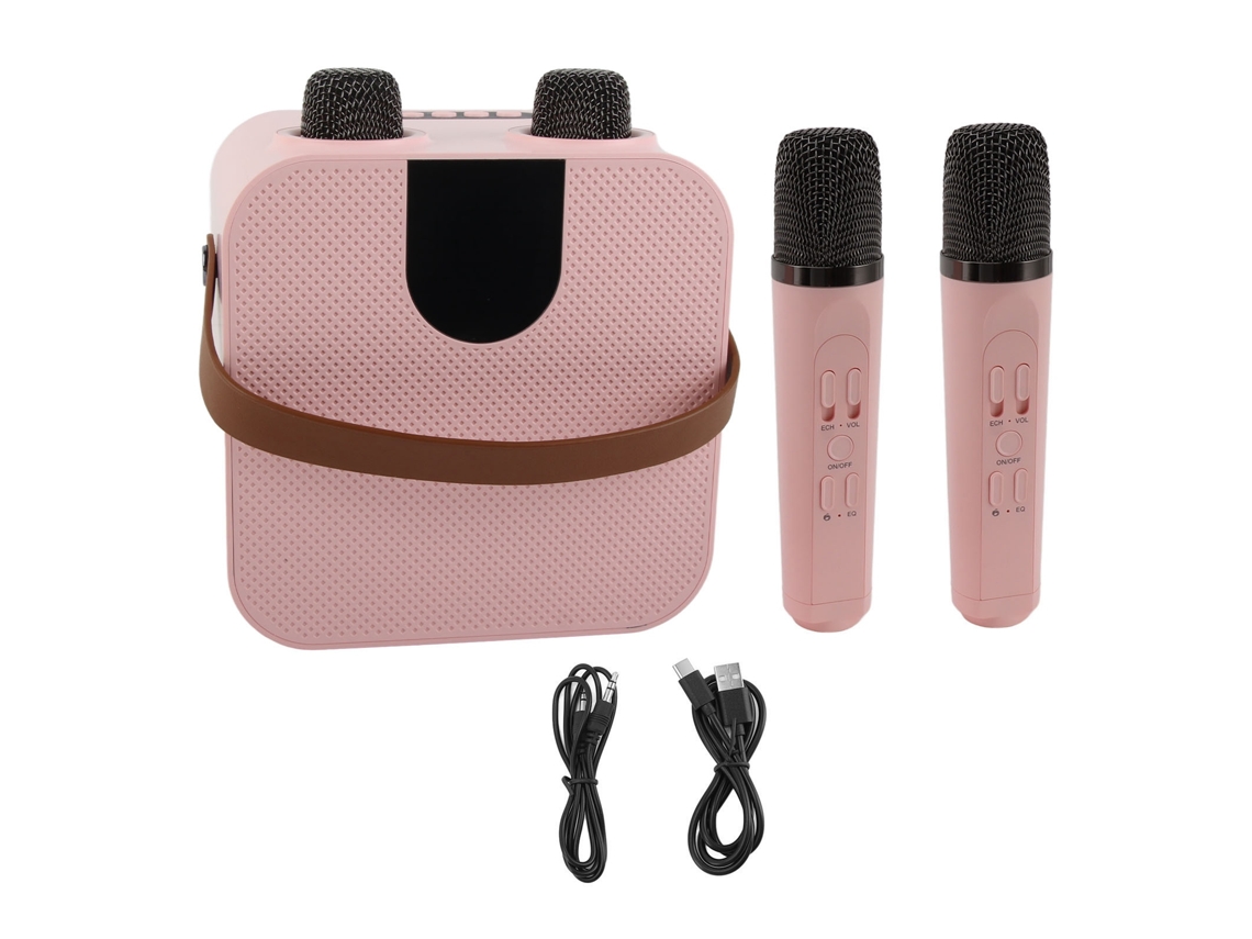 Mini Máquina de Karaoke 15w com 2 Microfones Sem Fios para Famílias e Eventos LAXISCREED