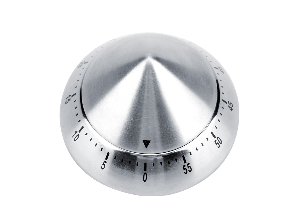 Cronômetro Mecânico de Cozimento S/MARCA, aço inox, 60 min, com base magnética, prata