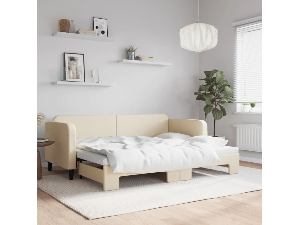 Vidaxl Sofá-cama Com Gavetão 80x200 Cm Tecido Cor Creme