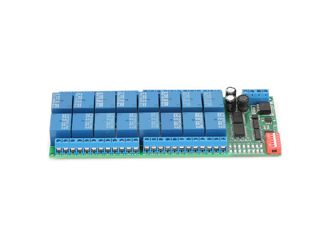 Módulo de Relé 16 Canais Modbus Rtu Rs485 Controle Serial 12v Cc Interruptor Plc S/MARCA