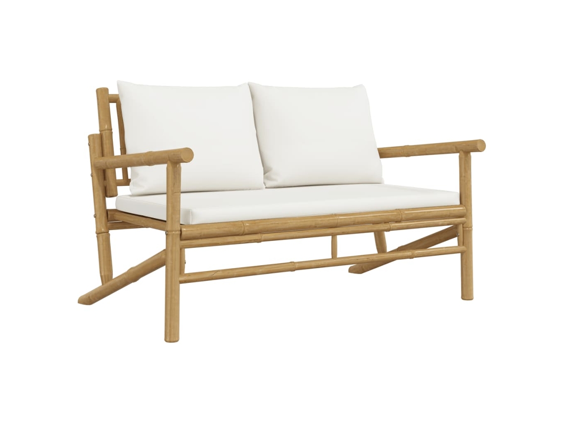 Maison Exclusive - Banco De Jardim Bambu Com Almofadões Branco Nata