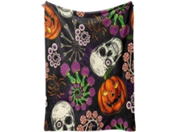 Manta Syjym Halloween com Estampa Digital de Abóbora e Lanterna em Flanela para Cochilar Ou Relaxar Ambiente a
