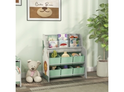 Estante Infantil Para Brinquedos Com 6 Caixas Tecido Não Têxtil Organizador De E 2 Prateleiras 63x30x71 Cm Verde