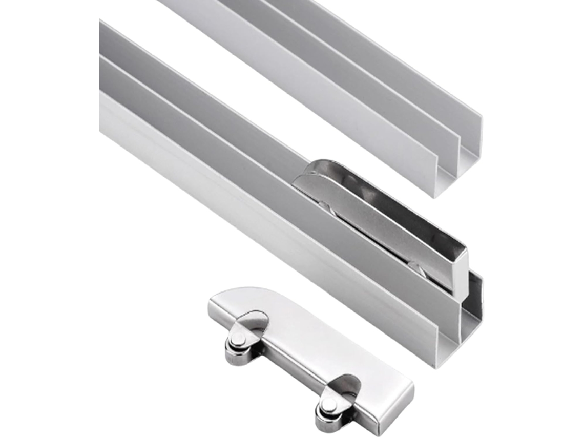 Sistema De Porta Correr Com Trilho Duplo 5mm Polias Aço Inoxidável Para Operação Suave, 1 Conjunto 50cm