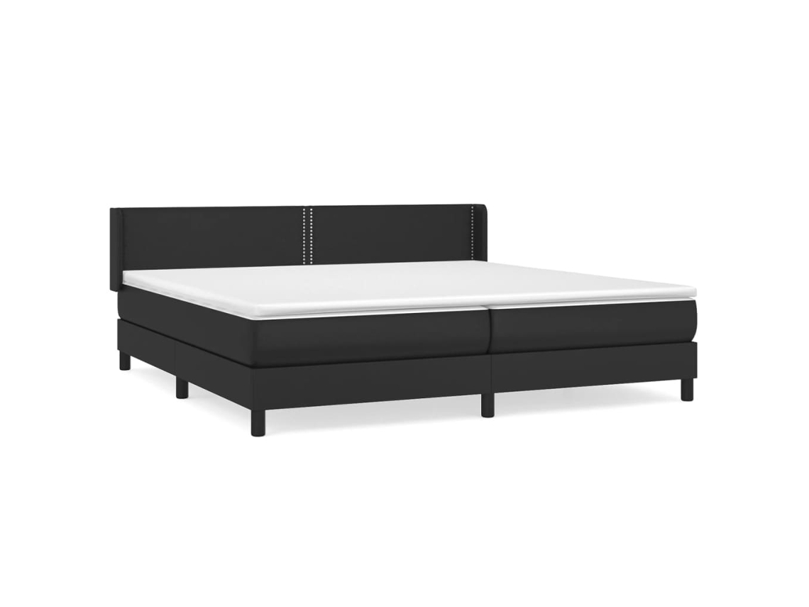 Cama com Molas Couro Artificial Preto MAISON EXCLUSIVE 200x200 cm