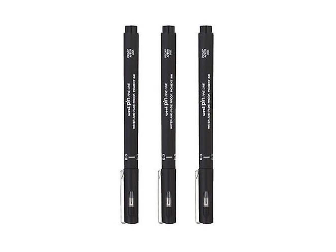 Caneta De Ponta Fina Uni Ball Premium Para Desenho E Esboços, Preta, Pacote Com 3 Olysi Shop