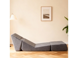 Sofá-cama Cinza, Dobrável, Chaise, Espuma, Triplo.-kd