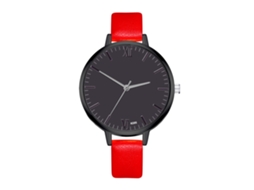 Relógio de Pulso Feminino de Quartzo com Pulseira de Couro Pu Estilo Simples Zhoulianfa Vermelho