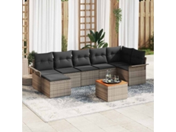 Vidaxl Conjunto De Sofá De Jardim 8 Unid. Cinzeto Vime Pe