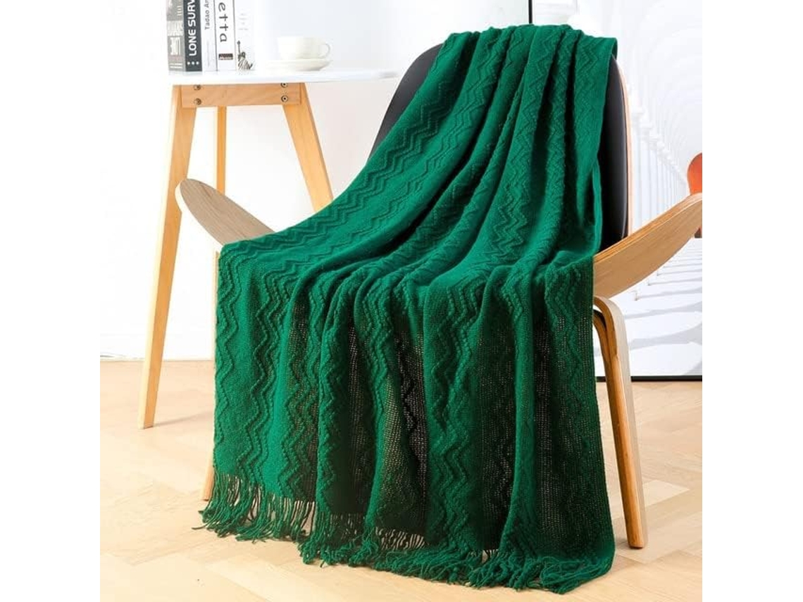 Manta Clássica Texturizada e Leve Mantou Ideal para Cama com Franjas Sofá Tricô Usar Ar condicionado, Macio, Q