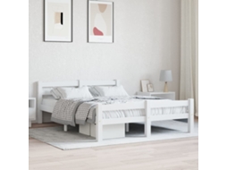 Estrutura De Cama Em Pinho Maciço 140x200 Cm Branco