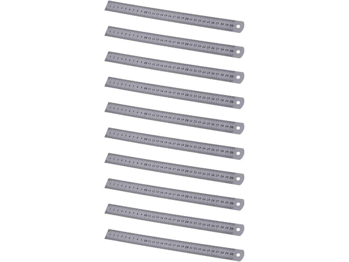 Régua de Medição em Aço Inoxidável 10x, Função Métrica, 30 Cm SFUSHOS (12 Polegadas)