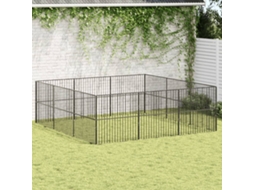 Vidaxl Parque Com 12 Painéis Aço Galvanizado Preto