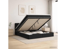 Vidaxl Cama Ottoman Com Colchão Preto 140 X 190 Cm Veludo