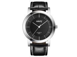 Relógio De Casal Nary Waterproof Dial Duplo Circle Pulseira De Couro Pu Black Homem