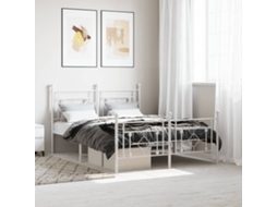 Vidaxl Estrutura De Cama Com Cabeceira E Pés 140x200 Cm Metal Branco