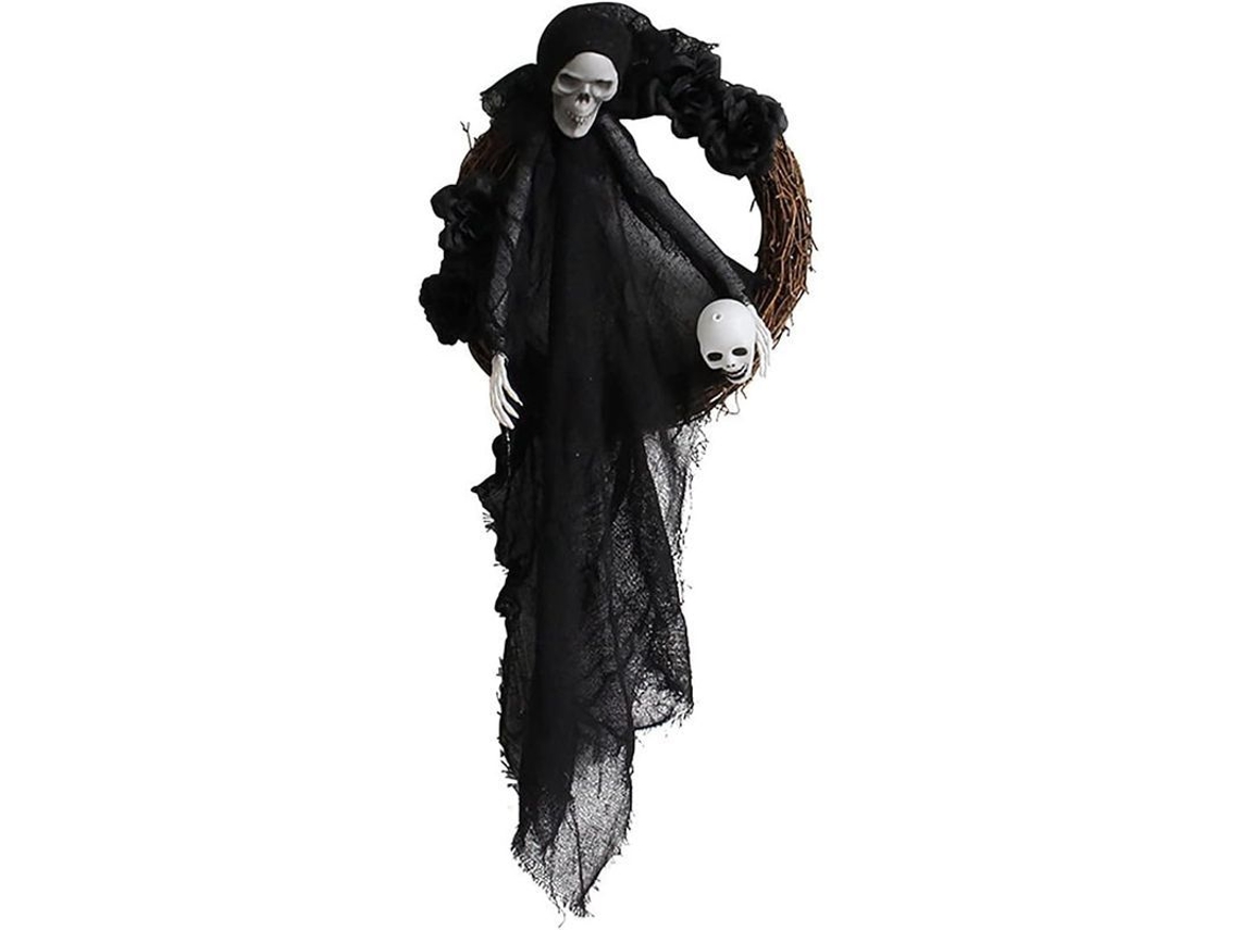 Coroa de Halloween com fantasmas, porta e parede | S/MARCA