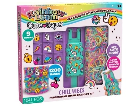 Coffret De Fabricação Automática De Pulseiras Elásticas Bandai Rainbow Loom Cute Tique Contém 1200 Elásticos E Acessórios
