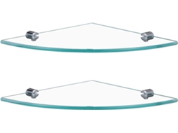 Adorainbow Conjunto De 2-prateleiras Canto Vidro Para Banheiro, Suporte De Parede, Prateleiras Flutuantes Triangulares