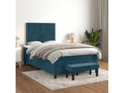Vidaxl Cama Boxspring Com Colchão 120x200 Cm Veludo Azul-escuro