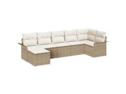 Conjunto 7 Sofá De Jardim Vidaxl Bege Vime Pe (297,5 X 132,5 X 69 Cm)