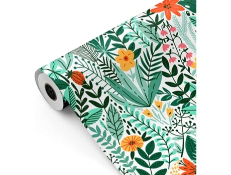 Bobina De Papel De Presente, Rolo Grande 62cm X 100m • Flores Primavera • Ideal Para Lojas Negócios Comércio Fiesta Paper