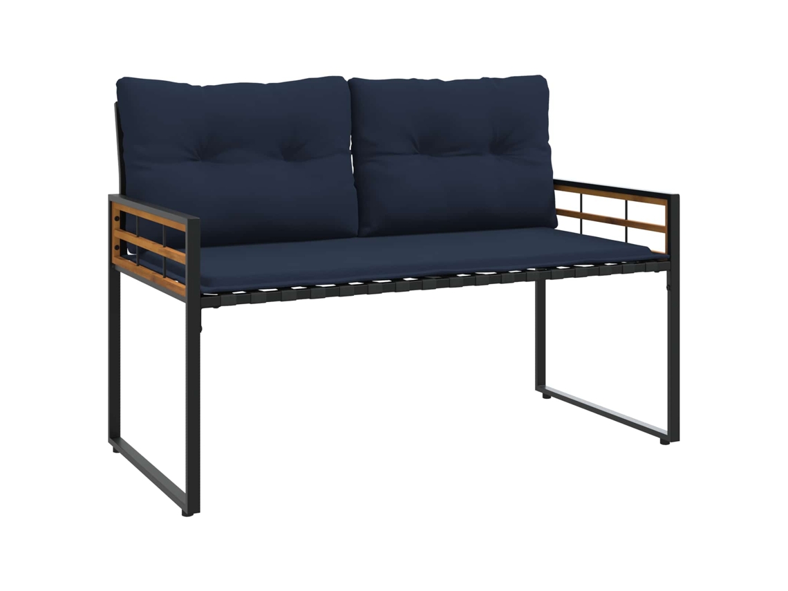 Conjunto 1 Banco De Exterior Vidaxl Azul-marinho Madeira De Acácia Maciça (114 X 55 X 77 Cm)