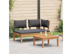 Vidaxl Conjunto De Banco De Jardim E Mesa 2 Unid. Cinza E Marrom