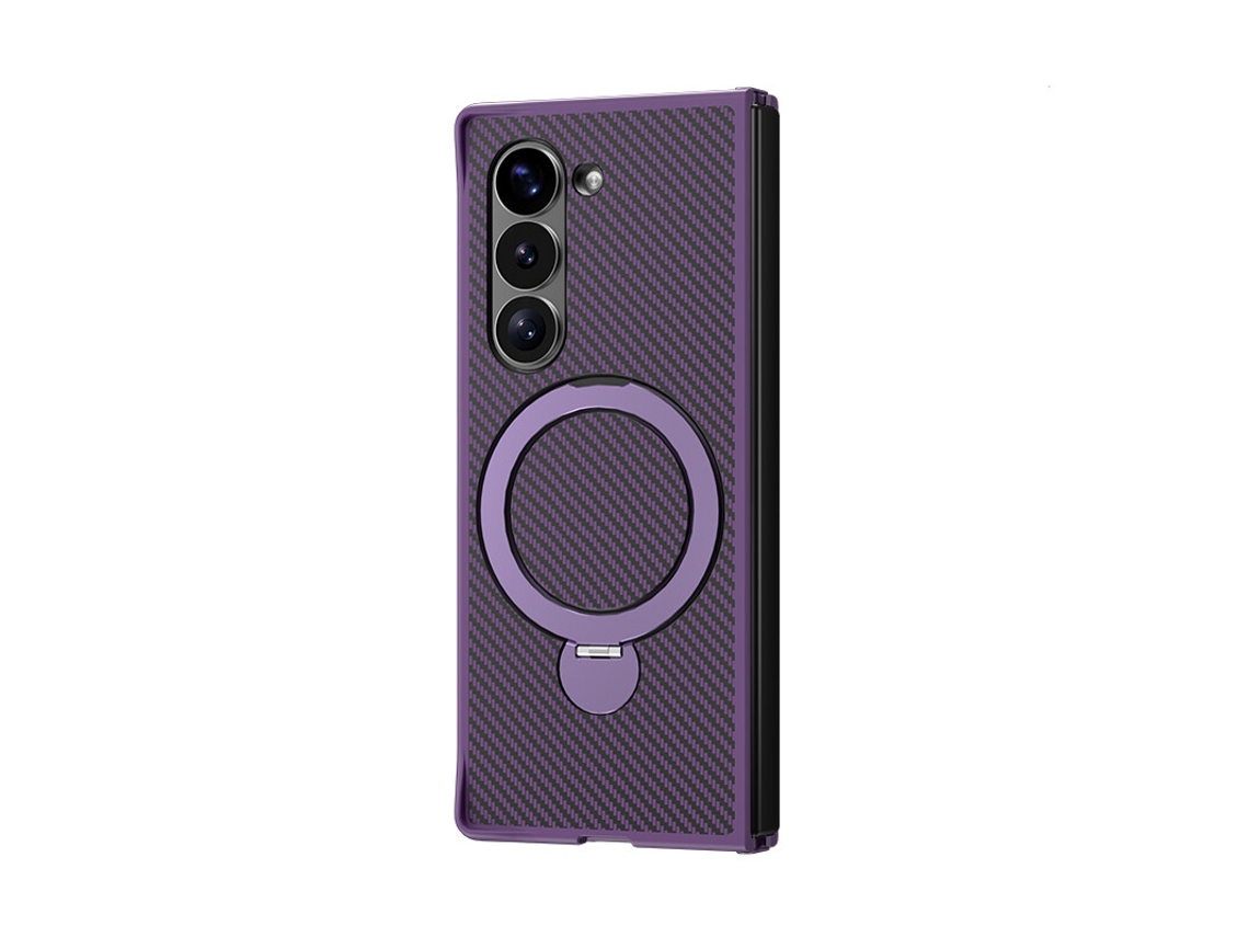 Capa Para Samsung Galaxy Z Fold 6 Magnético Anel Sem Fios Roxo Czhhmart