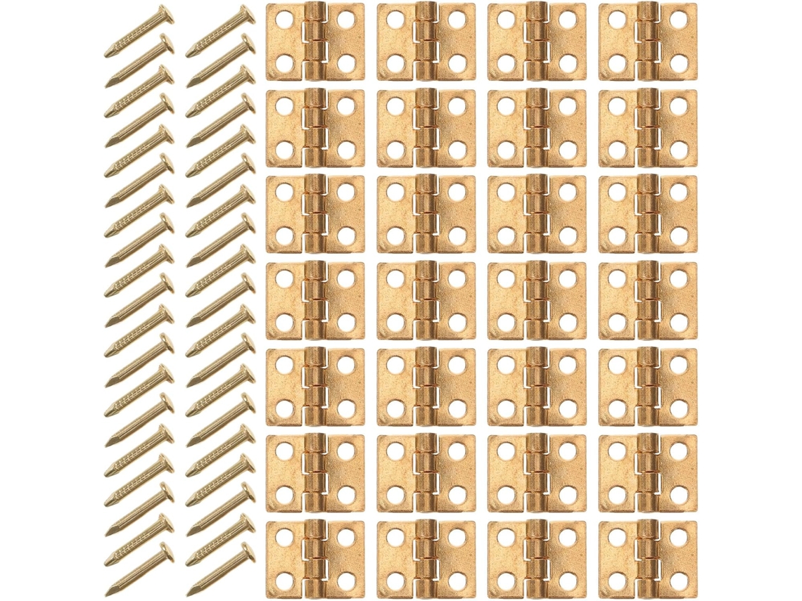 60 Conjuntos De Dobradiças Dobráveis Douradas Em Miniatura 10mm Para Casa Bonecas, Portas De Armários E Caixas