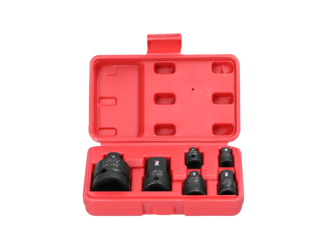 Conjunto de 6 Adaptadores Redutores de Impacto com Caixa 1/4 3/8 1/2 3/4 Polegada | S/MARCA