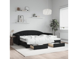 Vidaxl Sofá-cama Com Gavetão E Gavetas 90x190 Cm Veludo Preto