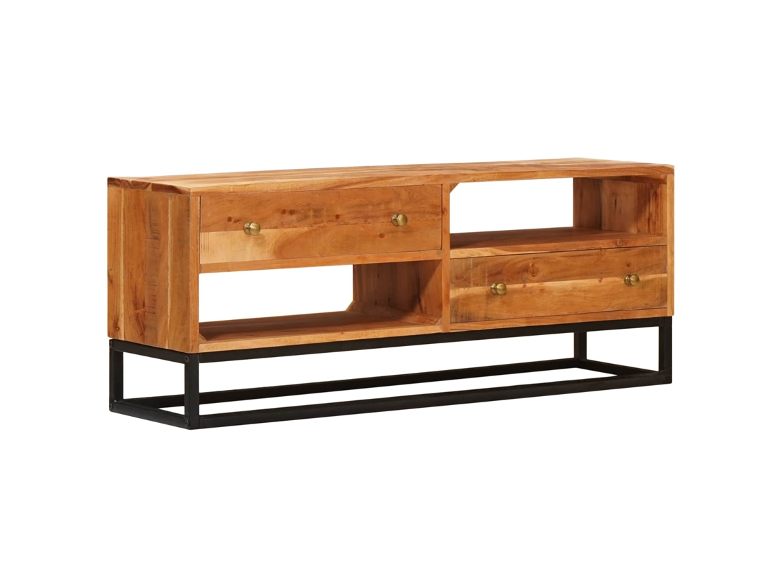 Conjunto 1 Suporte Para Tv Vidaxl Castanho Madeira De Acácia Maciça (110 X 30 X 44 Cm)