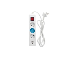 Base Múltipla 3tusb Ca Com Switch Com Cabo De 1,4m Em Polipropileno Branco Gsc (3x1,5mm)