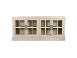Buffet em Madeira Hevea com Tampo de Vidro Natural ALEXANDRA HOUSE LIVING (180x40x82cm)