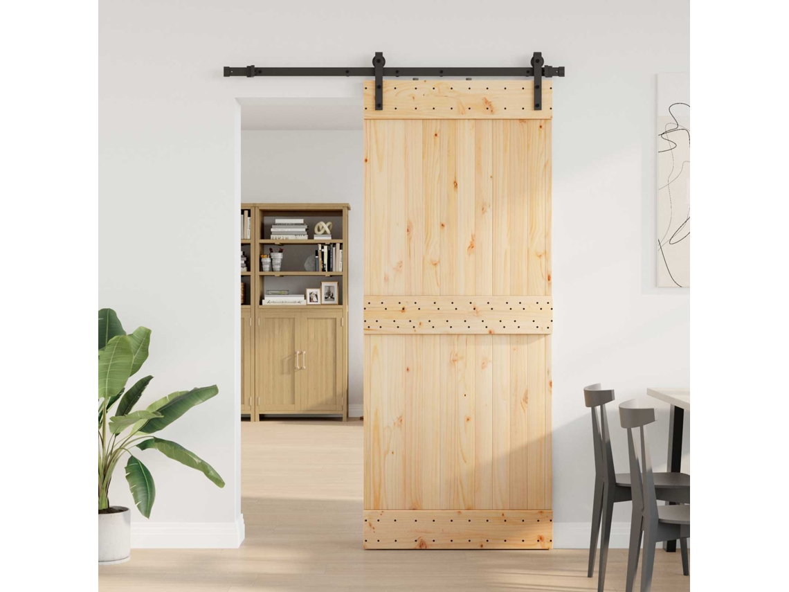 Vidaxl Porta Deslizante Narvik Natural E Preto 85 X 210 Cm (152,5 Cm)