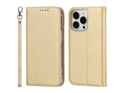 Capa Para Iphone 15 Pro Pele Sintética Anti-riscos Dourado