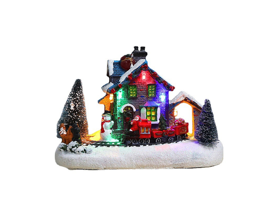 Mali casa de Natal com Luz Led Resina Decoração de Natal Village Figura Ornamentos Presentes