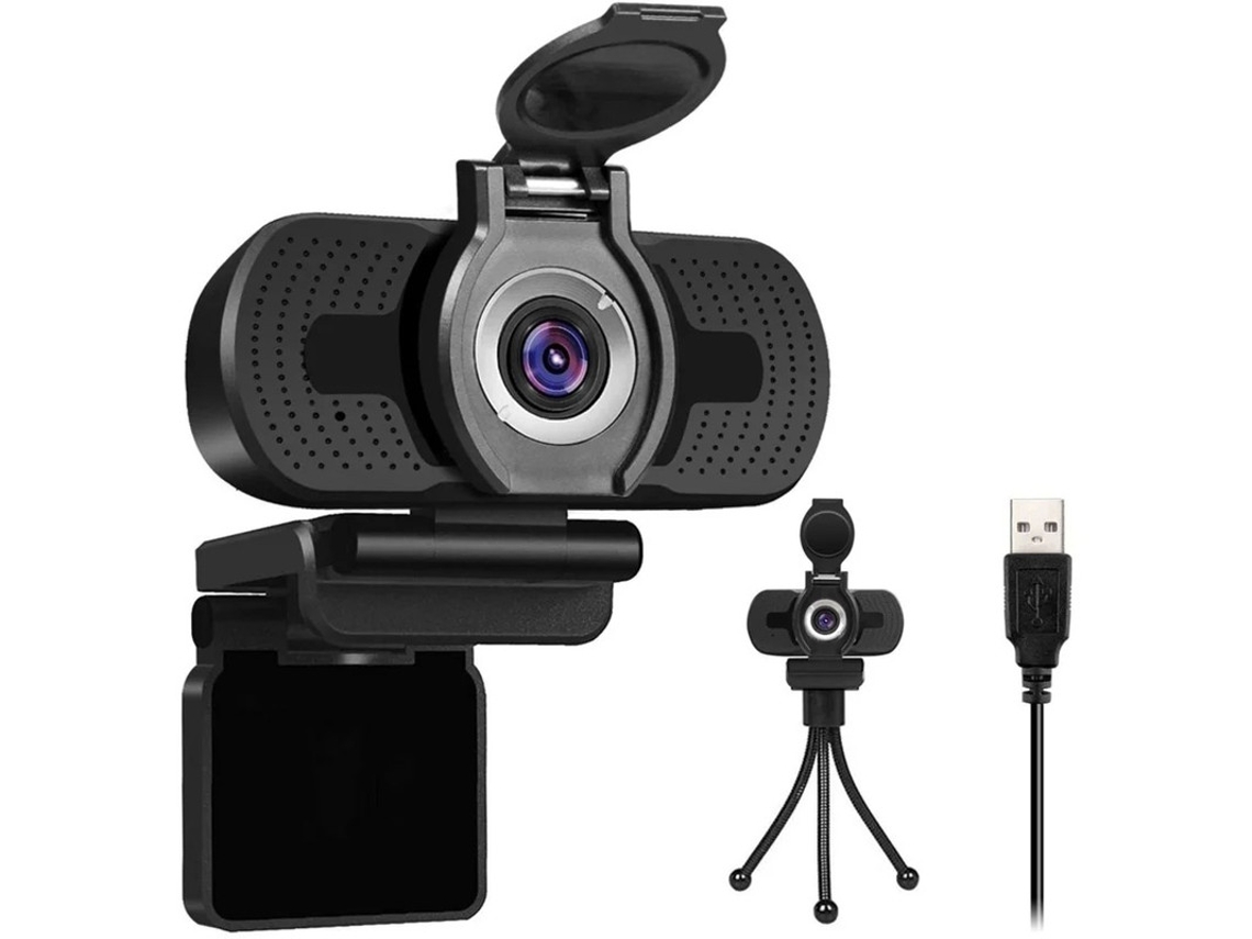 Webcam 1080P com microfone, webcam USB para computador, webcam plug and play para desktop e laptop, preta Bestvite