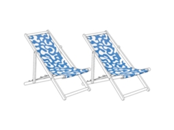 Conjunto De 2 Lonas De Substituição Para Espreguiçadeira Beliani Anzio/avellino De Poliéster Azul 44x113x1