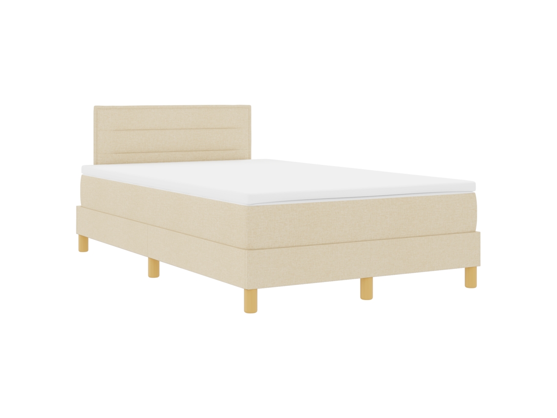 Conjunto 1 Estrado Com Molas Vidaxl Creme Tecido (120 X 200 Cm)
