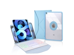 Lurelia Capa Com Teclado Bluetooth Para Ipad 9 10.2 Com Retroiluminação E Bandeja Para Canetas, Azul Celeste