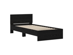 Conjunto 1 Estrutura De Cama Com Cabeceira Vidaxl Preto Derivados De Madeira (75 X 190 Cm)