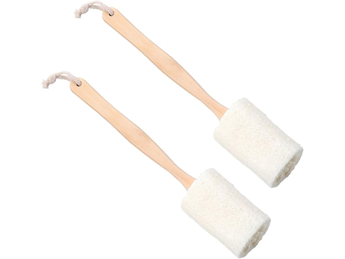Lurelia Pack De 2 Buchas Vegetais De Banho, Bucha Natural, Cabo Longo E Com Argola, Uso Diário Suave