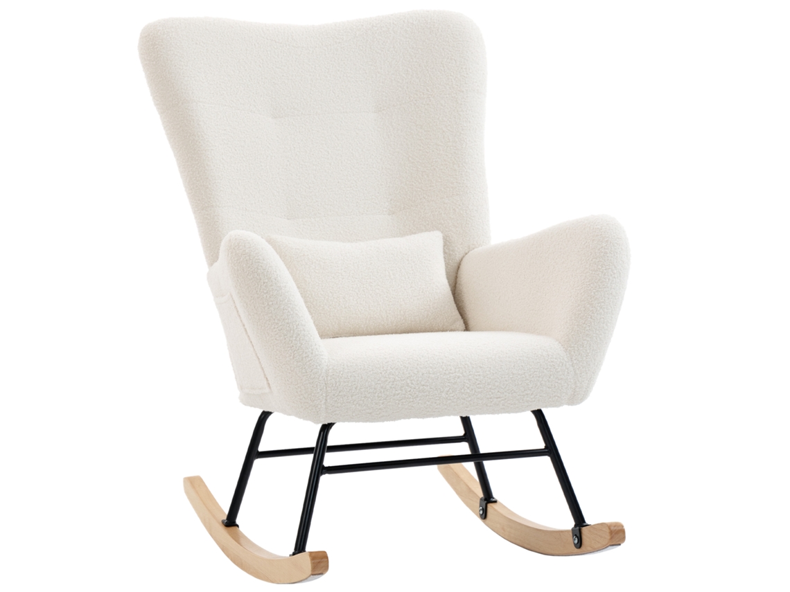 Poltrona Baloiço Amamentação Creme 67x82x100cm Com Almofada E Base Borracha