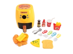 Mali conjunto de Brinquedo Air Fryer para Crianças com Comida Mudança de Cor Acessórios de Cozinha Amarelo