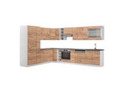 Cozinha de canto Fame-Line, 347 x 257 cm, PT Antracite, Carvalho dourado/branco VICCO