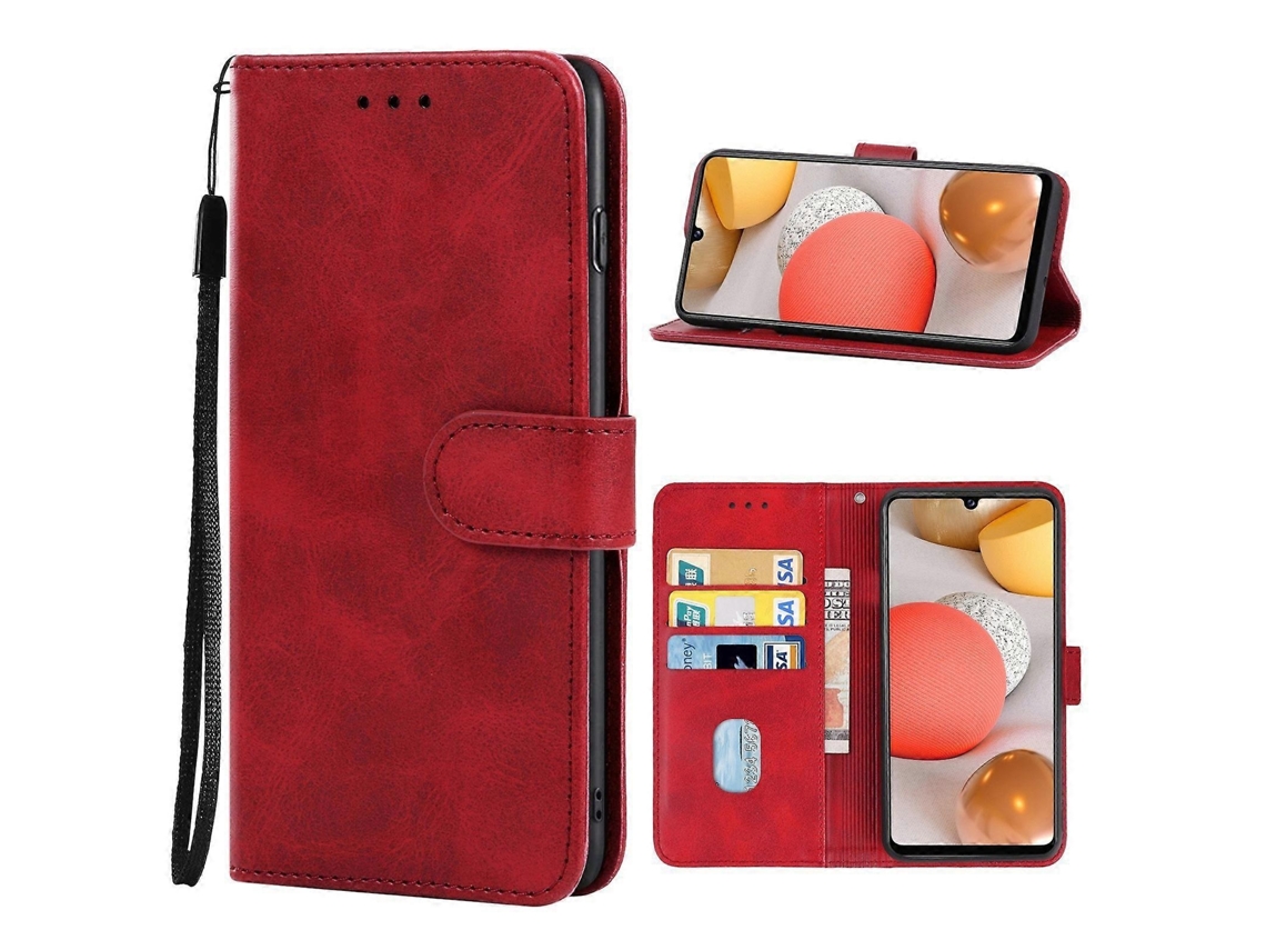 Capa Couro Para Samsung Galaxy A42 5g, Vermelha, Elysve