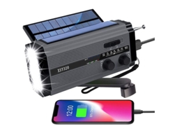 Rádio Solar Portátil, Am/fm com Manivela e Bateria Recarregável de 5000mah AQUAFORGE