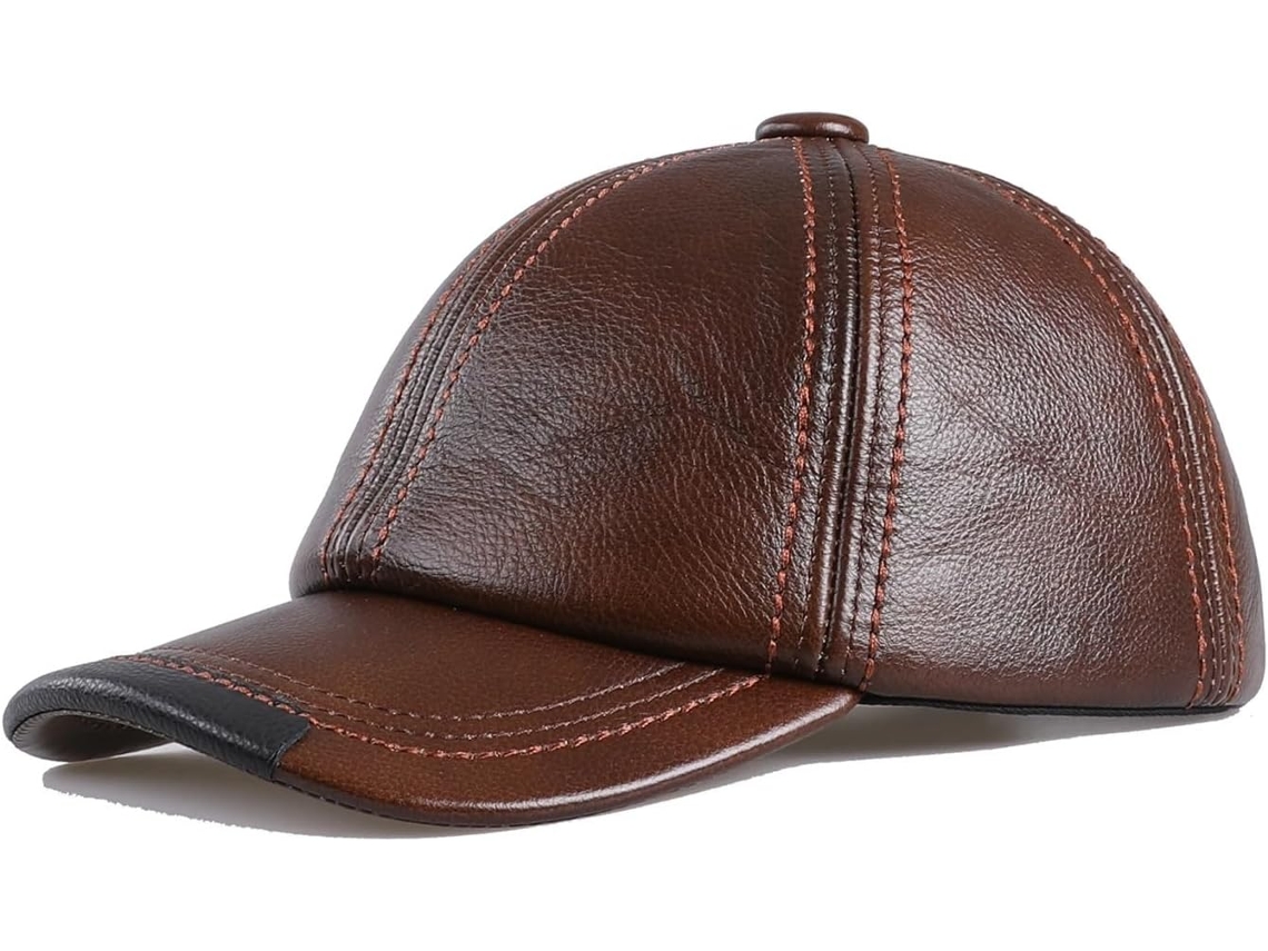 Boné de Beisebol Unissex, Couro Bovino 100 Genuíno, Masculino, Outono e Inverno, Grosso e Quente. SFUSHOS